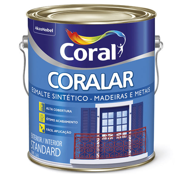 Tinta Esmalte Sintético Coralar Externa 900ml Standard Brilhante Branco Neve 001 Coral