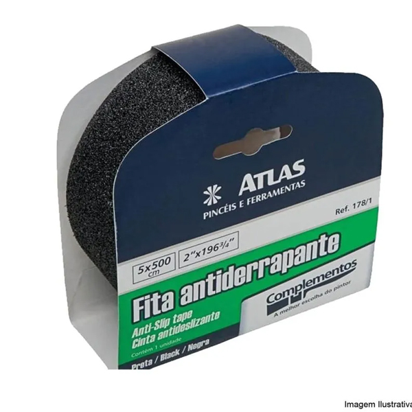 Fita Antiderrapante 50mmx5m Preta Atlas